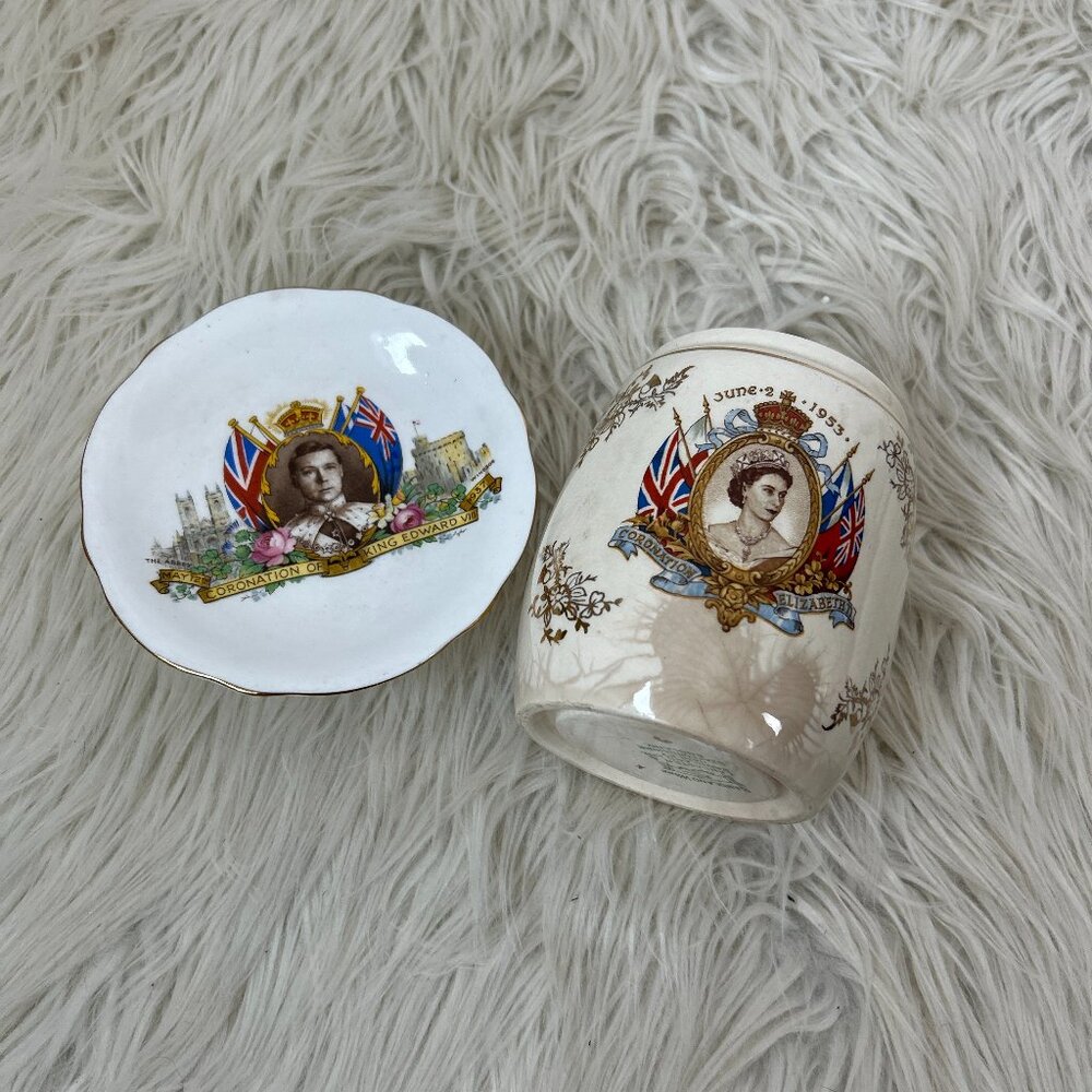 King Edward Queen Elizabeth Coronation China Pieces Vintage Shabby